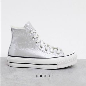 Metallic Silver Platform Converse
